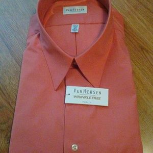 New size 18 1/2. 34/35 dark peach dress shirt